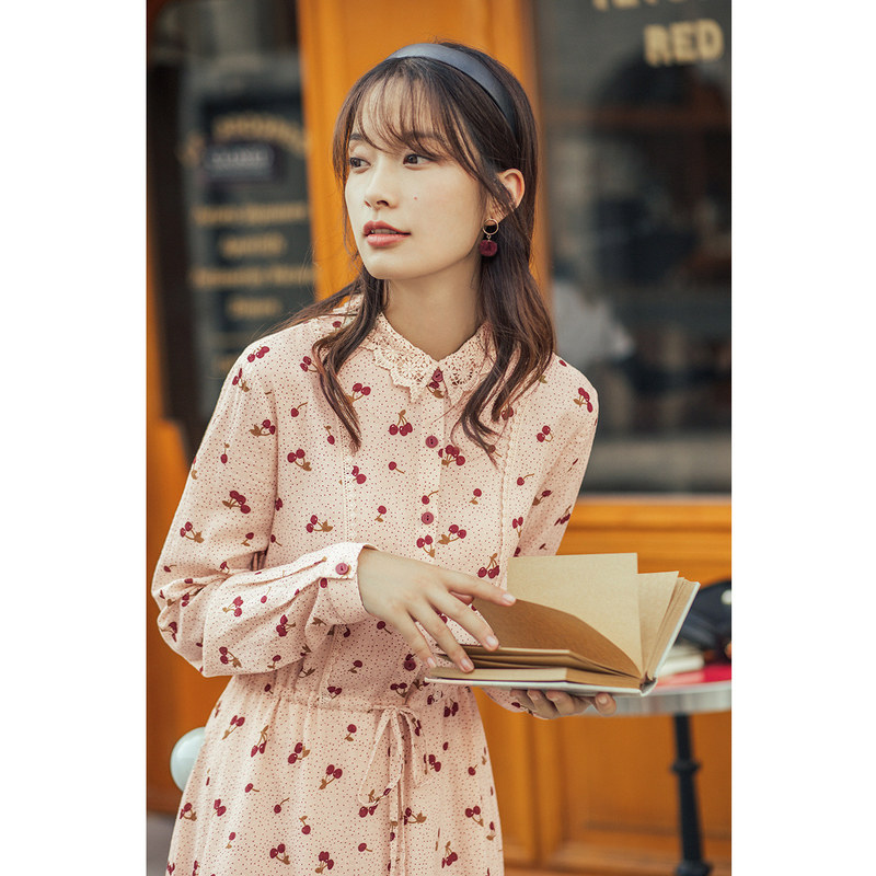 茵曼旗舰店秋装长袖炸街碎花裙子 茵曼翰飞连衣裙