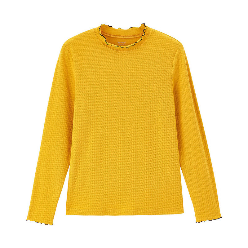 茵曼白色长袖t恤服2020新款打底衫 茵曼田田极客T恤