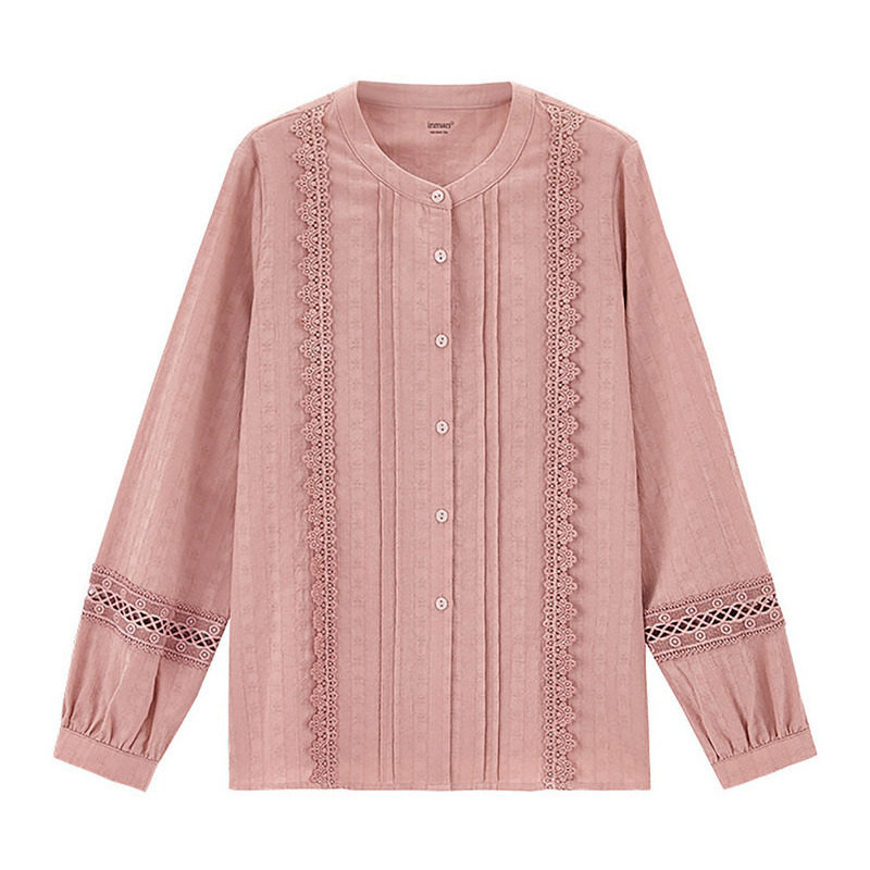 茵曼长袖设计感甜美蕾丝2020风衬衫 茵曼筱茵衬衫