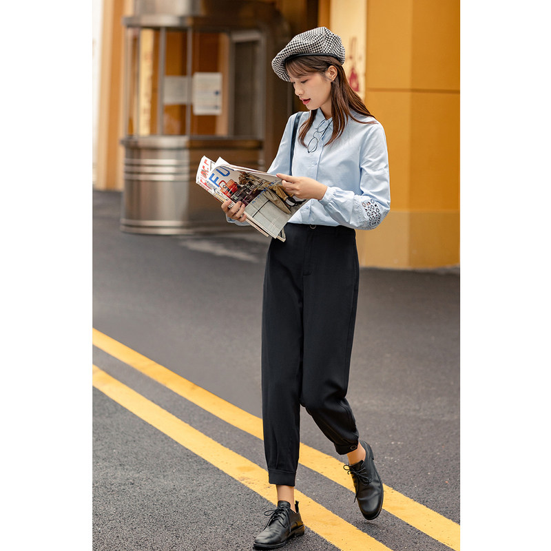 茵曼长袖2020秋装新款日系镂空衬衫 茵曼筱茵衬衫