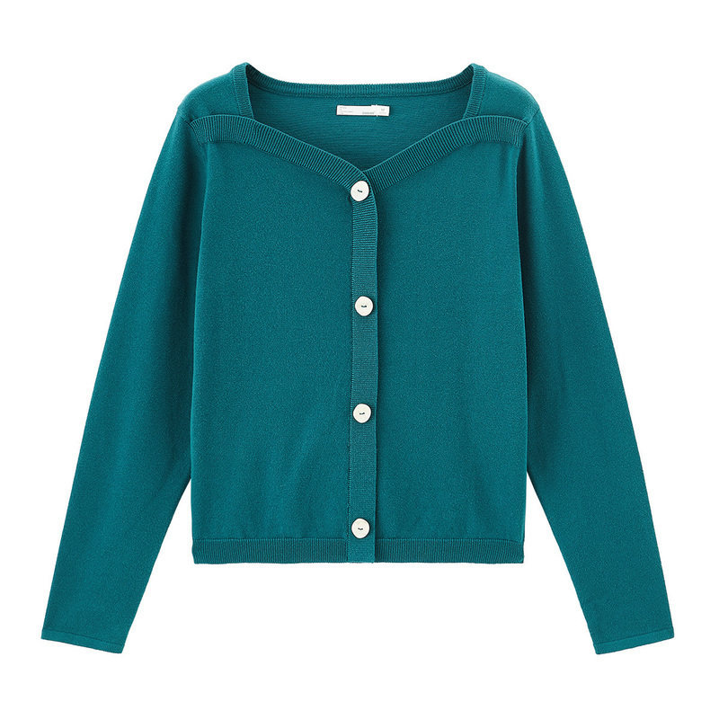 茵曼减龄v领露锁骨2020秋冬针织衫 茵曼筱茵毛衣