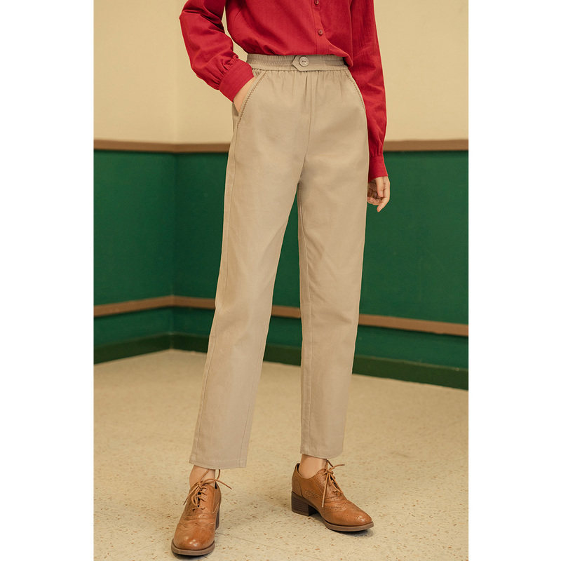 茵曼旗舰店2020新款秋季直筒哈伦裤 茵曼翰飞休闲裤