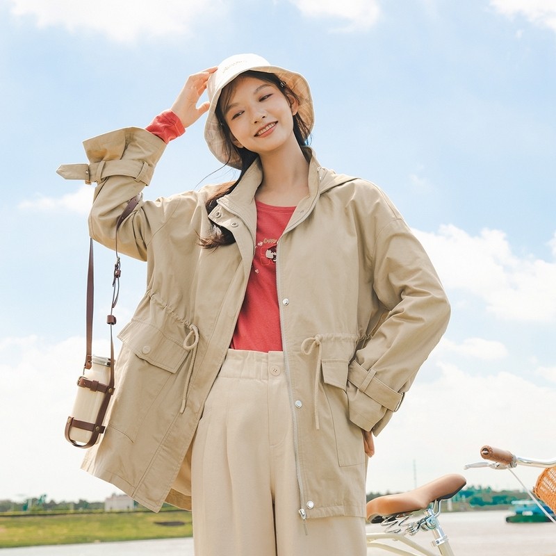 茵曼小个子流行炸街2020秋冬风衣 茵曼田田极客风衣