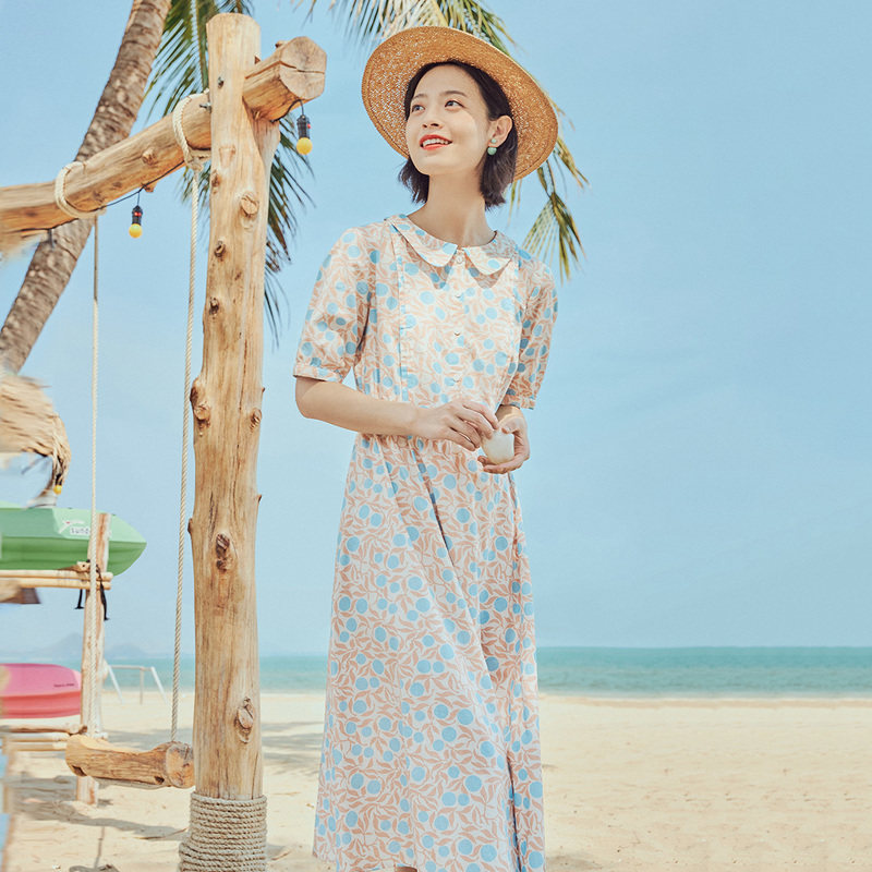 茵曼旗舰店茵蔓赫本风碎花连衣裙 茵曼翰飞连衣裙