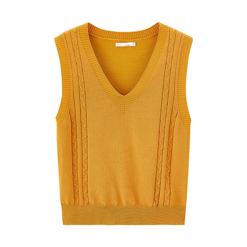 茵曼秋季无袖针织衫复古外穿马甲 茵曼田田极客马夹