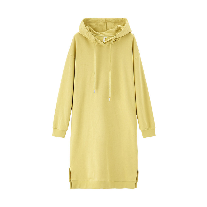 茵曼运动休闲过膝连帽长袖减龄卫衣 茵曼翰飞连衣裙