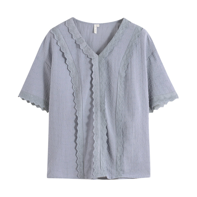 茵曼旗舰店纯棉短袖2023夏季衬衫 茵曼筱茵衬衫