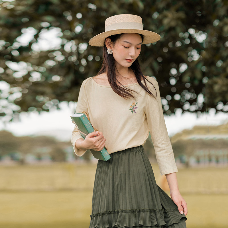 茵曼长袖洋气时尚ins潮超火t恤 茵曼田田极客T恤