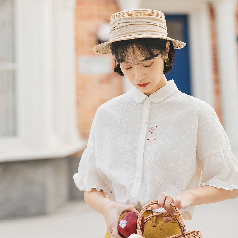 茵曼女洋气全棉2020夏装纯棉衬衫 茵曼田田极客衬衫