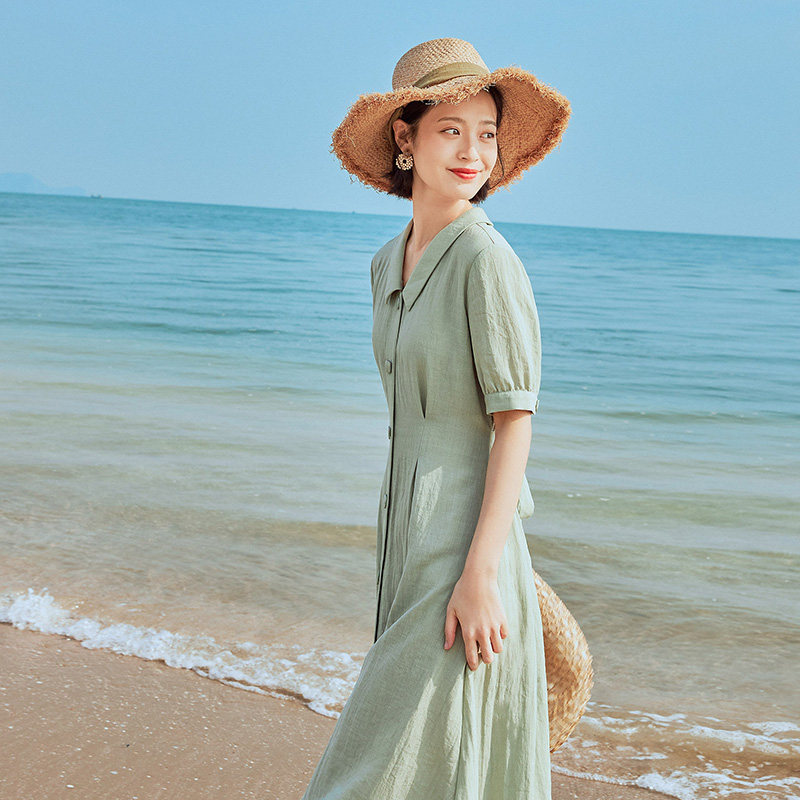 茵曼又纯又欲初恋系2020夏季连衣裙 茵曼田田极客连衣裙