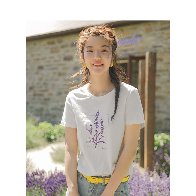 茵曼官方旗舰店2020年新款夏装t恤 茵曼翰飞T恤