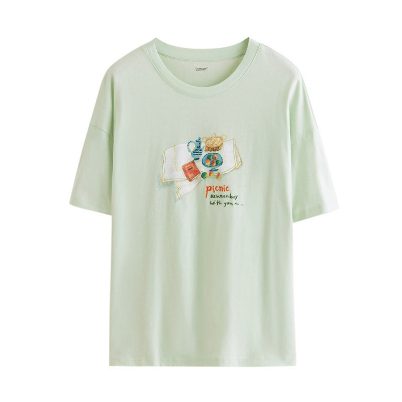 茵曼旗舰店2020年新款夏季短袖t恤 茵曼翰飞T恤