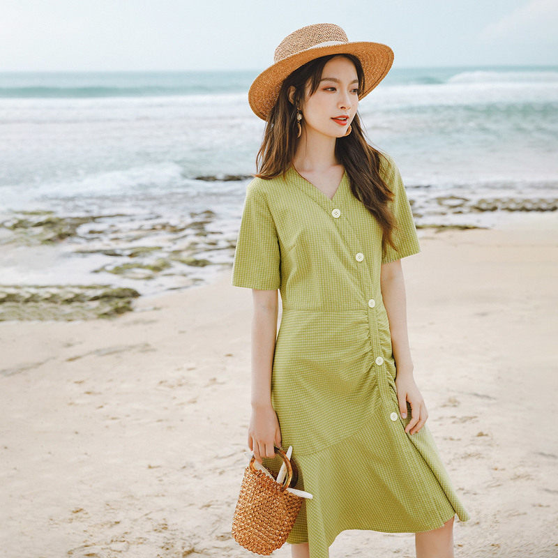 茵曼2020夏季棉绸连衣裙夏时尚外穿 茵曼田田极客连衣裙