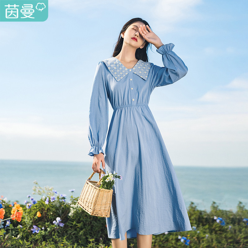 茵曼旗舰店官方茵蔓2021年连衣裙 茵曼翰飞连衣裙