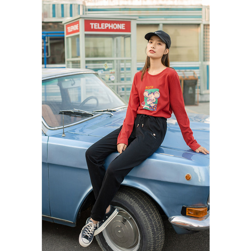 茵曼加绒加厚2020新款直筒运动裤 茵曼筱茵休闲裤