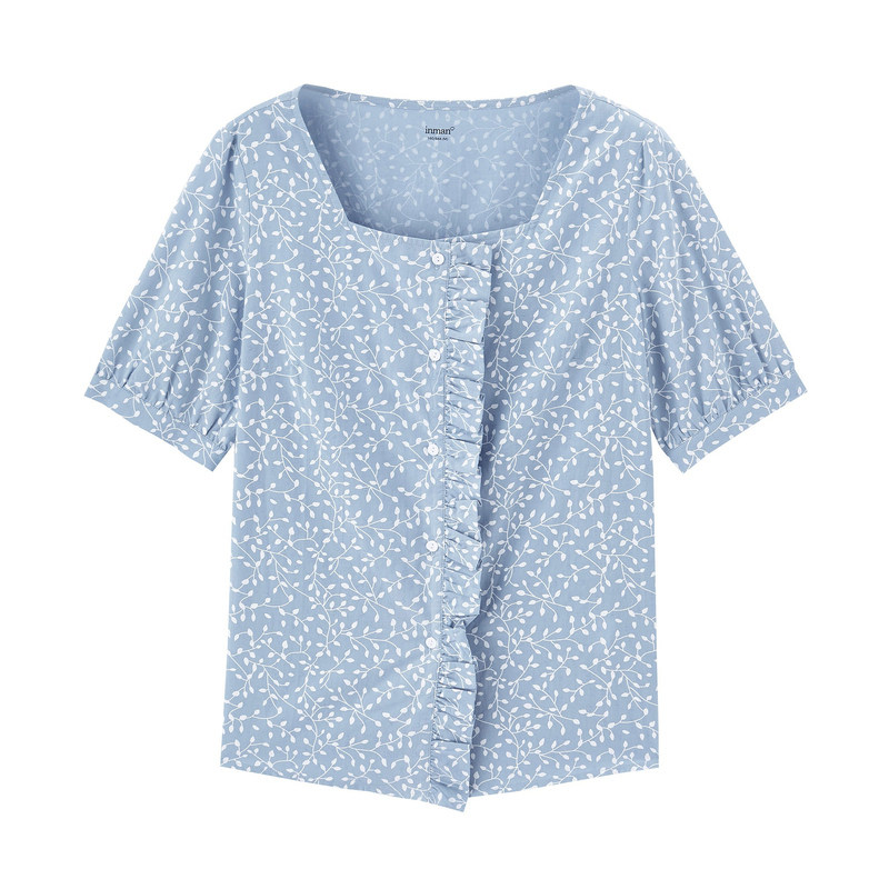 茵曼短款女设计感遮肉2020夏装衬衫 茵曼田田极客衬衫