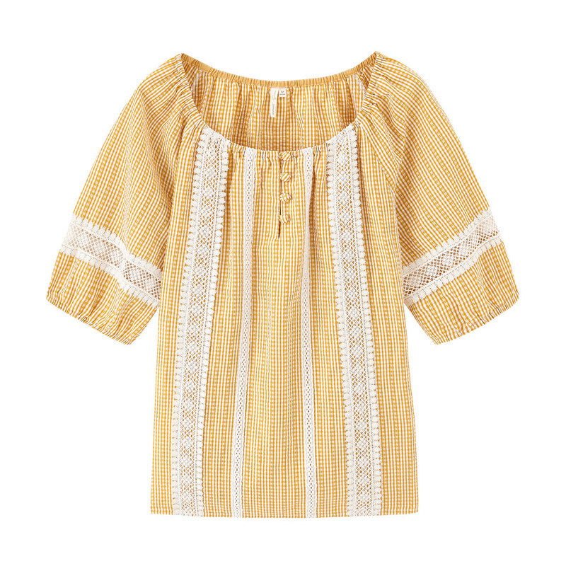 茵曼特价清仓格子短袖女2020衬衫 茵曼田田极客衬衫