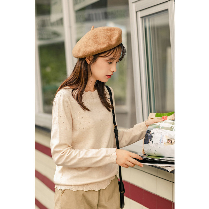 茵曼套头2020秋装新款设计感针织衫 茵曼筱茵毛针织衫