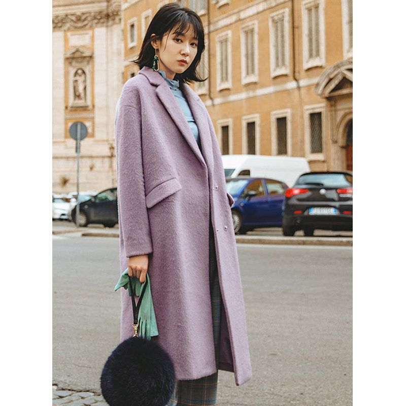 茵曼旗舰店2020冬装新款羊毛大衣 茵曼翰飞毛呢外套