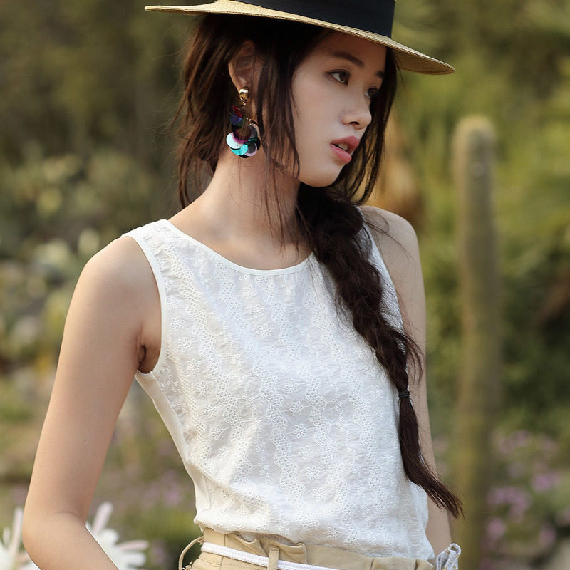 茵曼旗舰店2020新款纯棉女短小背心 茵曼翰飞背心吊带