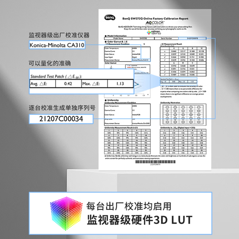 明基/BenQ SW272Q 27英寸2K10bit  广色域 type-c 专业修图显示器 - 图2