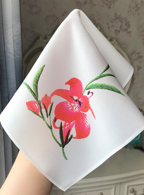 杭州特色江南宫廷丝绸手帕水墨画