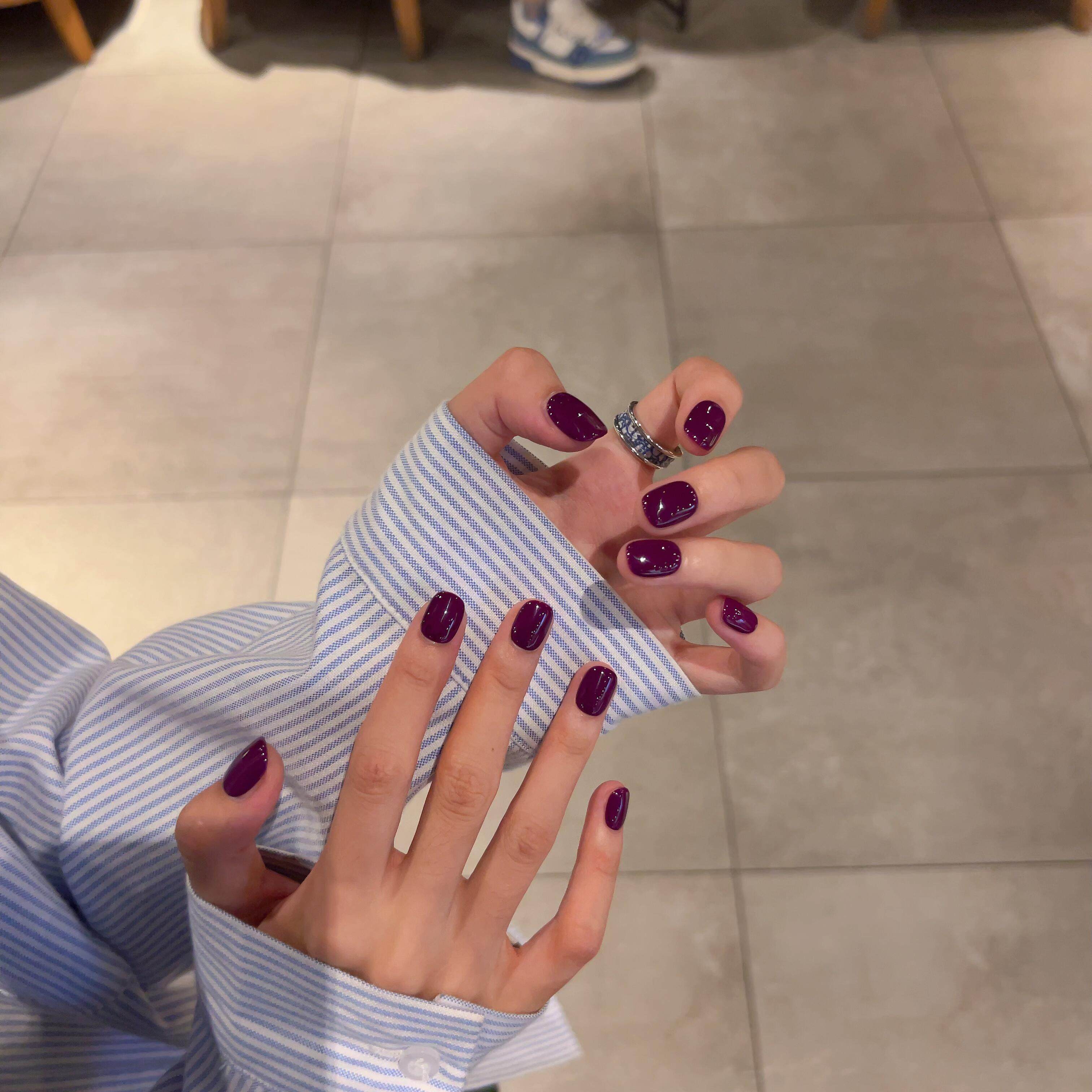 【酱紫梅】纯手工网红梅子酱紫色穿戴甲流行显白高品质美甲贴,淘宝优惠券,粉丝福利购,淘宝优惠卷