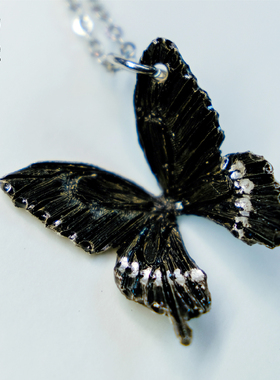 ooohhooo手工纯银珐琅蝴蝶吊坠