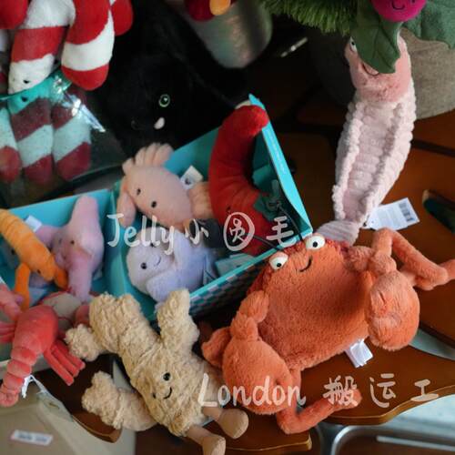 英国Jellycat海鲜虾龙虾螃蟹Fluffy迷你章鱼毛绒绒小螃蟹小海星 - 图3