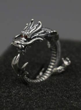 复古纯银龙头霸气风文玩首饰品