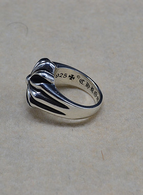 欧美十字架朋克风银饰品大戒指