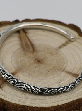 民族风藤蔓开口饰品银手镯