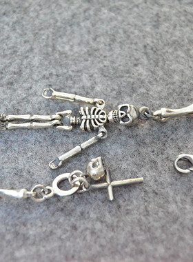 纯银欧美风十字架骷髅头复古手链