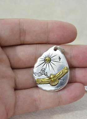 民族风纯银挂件复古羽毛飞鹰吊坠