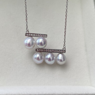 一物一链接c122  极光水滴巴洛克珍珠平衡木项链925纯银锁骨链