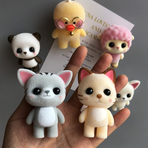 玻尿酸鸭可爱立体冰箱贴韩国植绒Q版动物小公仔吸磁性贴家居装饰 - 图2