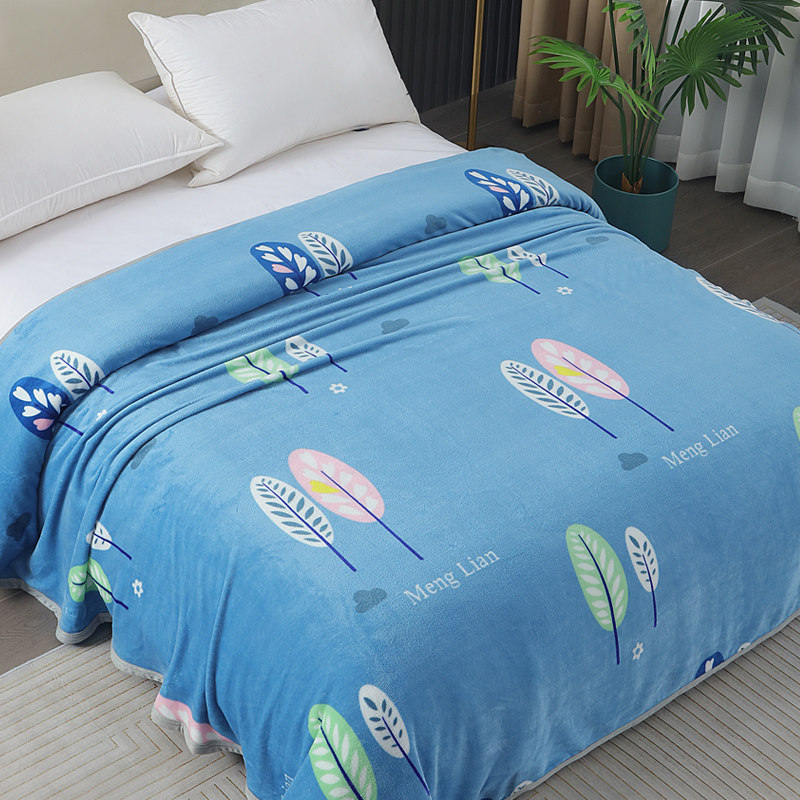 夏季空调毯法兰绒毛毯午休沙发盖毯加绒铺床床单珊瑚绒薄被小毯子