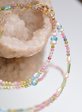 三合一草天然糖果碧玺项链