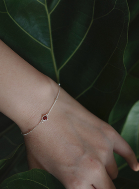 一点红手链三合一草纯银石榴石女