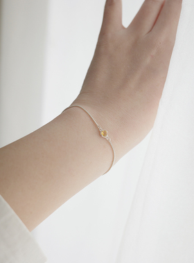 三合一草女纯银黄水晶原创手链