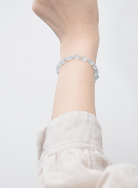 三合一草女海蓝宝原矿纯银手链