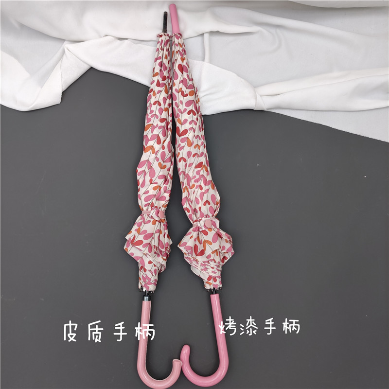 敲美奶昔粉少女心韩国原宿ins三色堇长柄雨伞自动抗风直杆外贸伞 - 图2