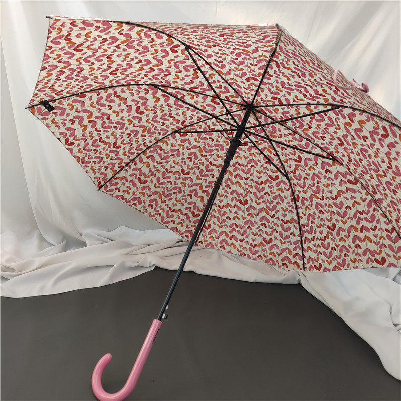 敲美奶昔粉少女心韩国原宿ins三色堇长柄雨伞自动抗风直杆外贸伞 - 图0