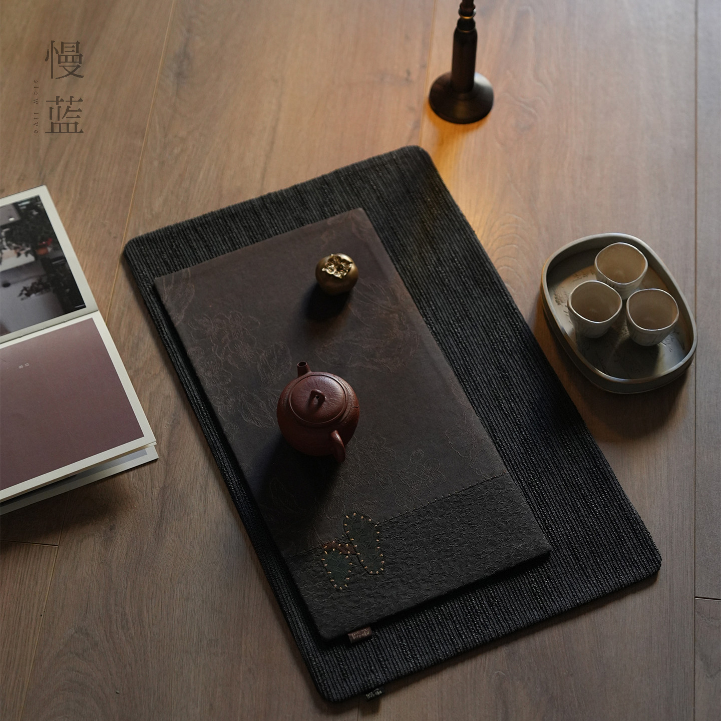 慢蓝茶席星砾玄影双面真丝香云纱红云纱茶席中式复古禅意茶桌布艺,淘宝优惠券,粉丝福利购,淘宝优惠卷