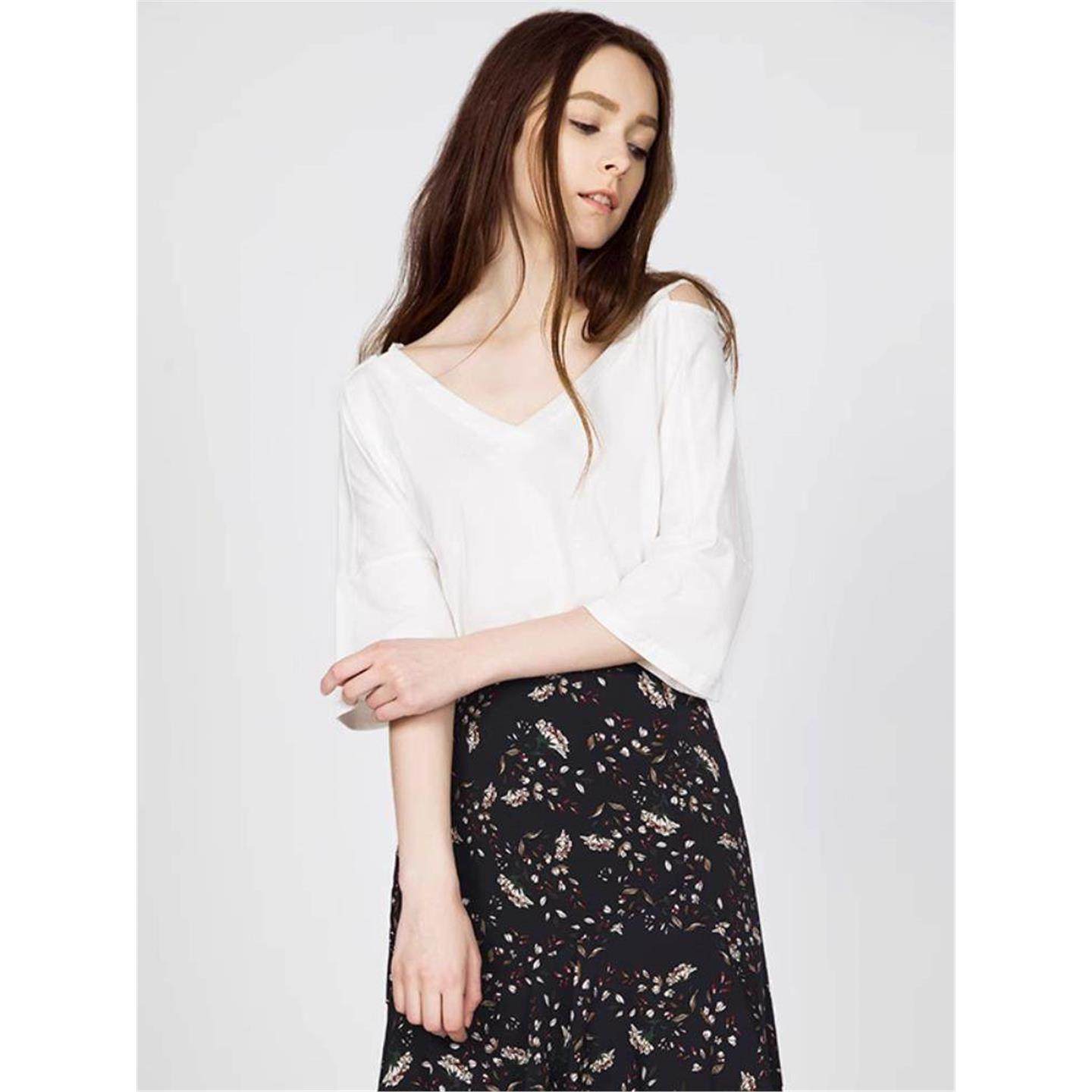 秋水伊人夏装新款女装气质V领休闲直筒五分袖吊带露背T恤上衣I04,淘宝优惠券,粉丝福利购,淘宝优惠卷