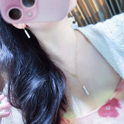 【浅小屋】银河。异形有核淡水keshi珍珠极冷光小银条耳钉吊坠链 - 图3