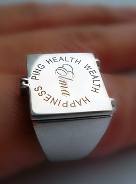 纯银名字送男友礼物情侣戒指