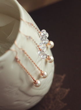 通体纯银施家珍珠小清新手链耳环