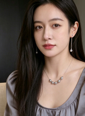经典显瘦赫本风极光珍珠耳线耳夹