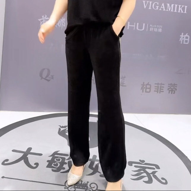 芮娜依莲9658夏款百分百真丝醋酸布料下垂极强感强宽松直筒宽腿裤 - 图2